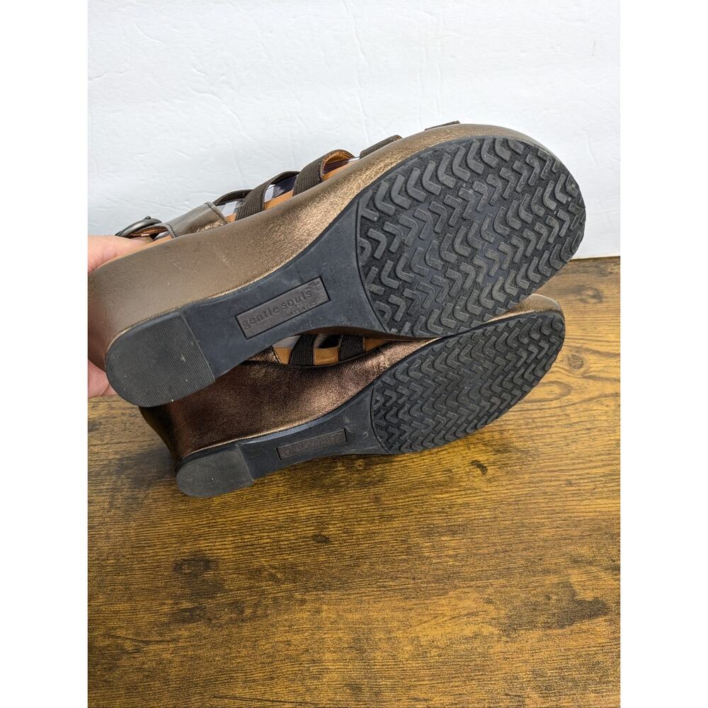 Gentle Souls Wedge Hammer Sandals 7.5 Brown Metallic Bronze Strappy Comfort - Picture 10 of 13